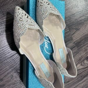 Blue by Betsey Johnson Silver Flats with Rhinestones
